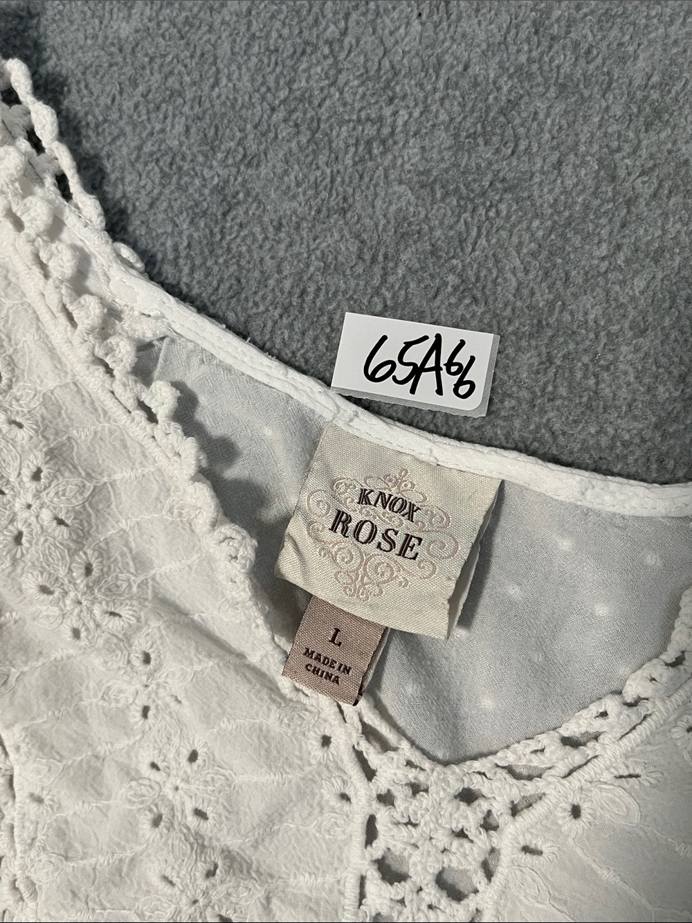 Boho White Eyelet Top Large Sheer Flowy Coastal Cottage Beachie - Picture 7 of 11